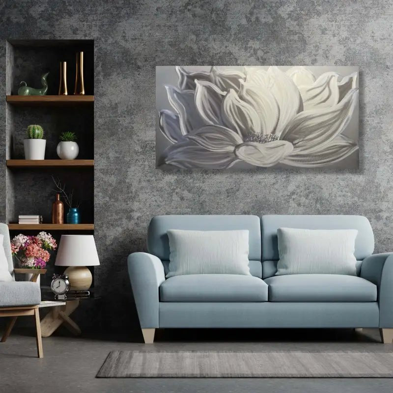 Flower Wall Art Titled "Silver Lotus" - Modern Elements Metal Art - MYK7578J