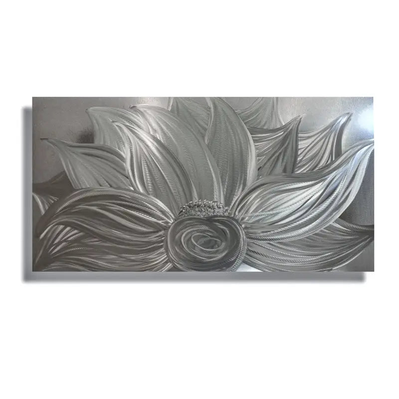 Flower Wall Art Titled "Silver Lotus" - Modern Elements Metal Art - MYK7578J