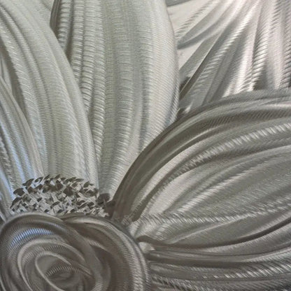 Flower Wall Art Titled "Silver Lotus" - Modern Elements Metal Art - MYK7578J