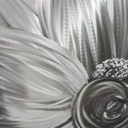 Flower Wall Art Titled "Silver Lotus" - Modern Elements Metal Art - MYK7578J