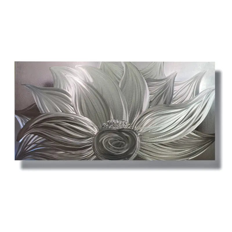 Flower Wall Art Titled "Silver Lotus" - Modern Elements Metal Art - MYK7578J
