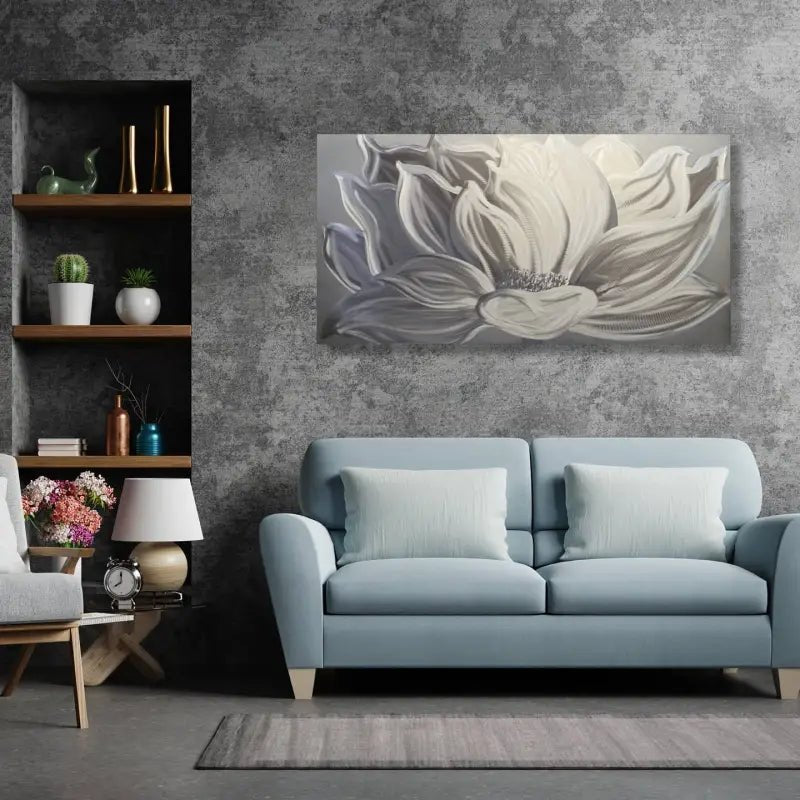 Flower Wall Art Titled "Silver Lotus" - Modern Elements Metal Art - MYK7578J