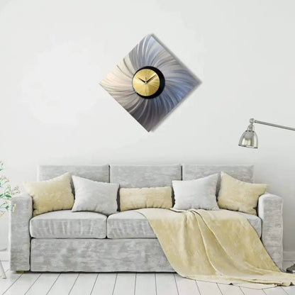 Gold & Silver Wall Clock Titled "Orthodox" (Gold Edition) - Modern Elements Metal Art - JL8458396