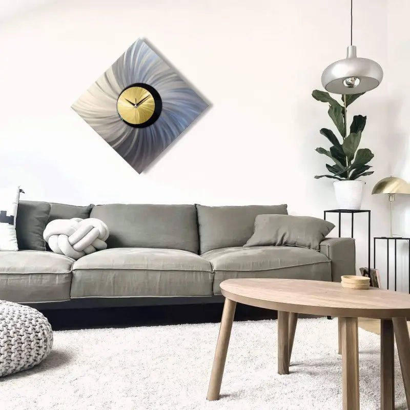 Gold & Silver Wall Clock Titled "Orthodox" (Gold Edition) - Modern Elements Metal Art - JL8458396