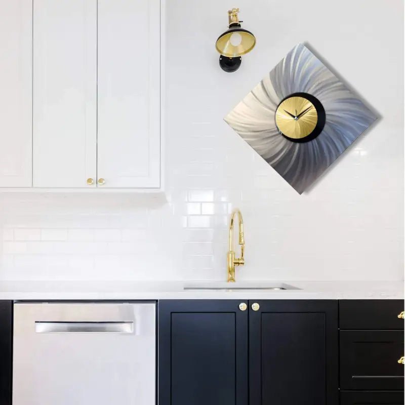 Gold & Silver Wall Clock Titled "Orthodox" (Gold Edition) - Modern Elements Metal Art - JL8458396