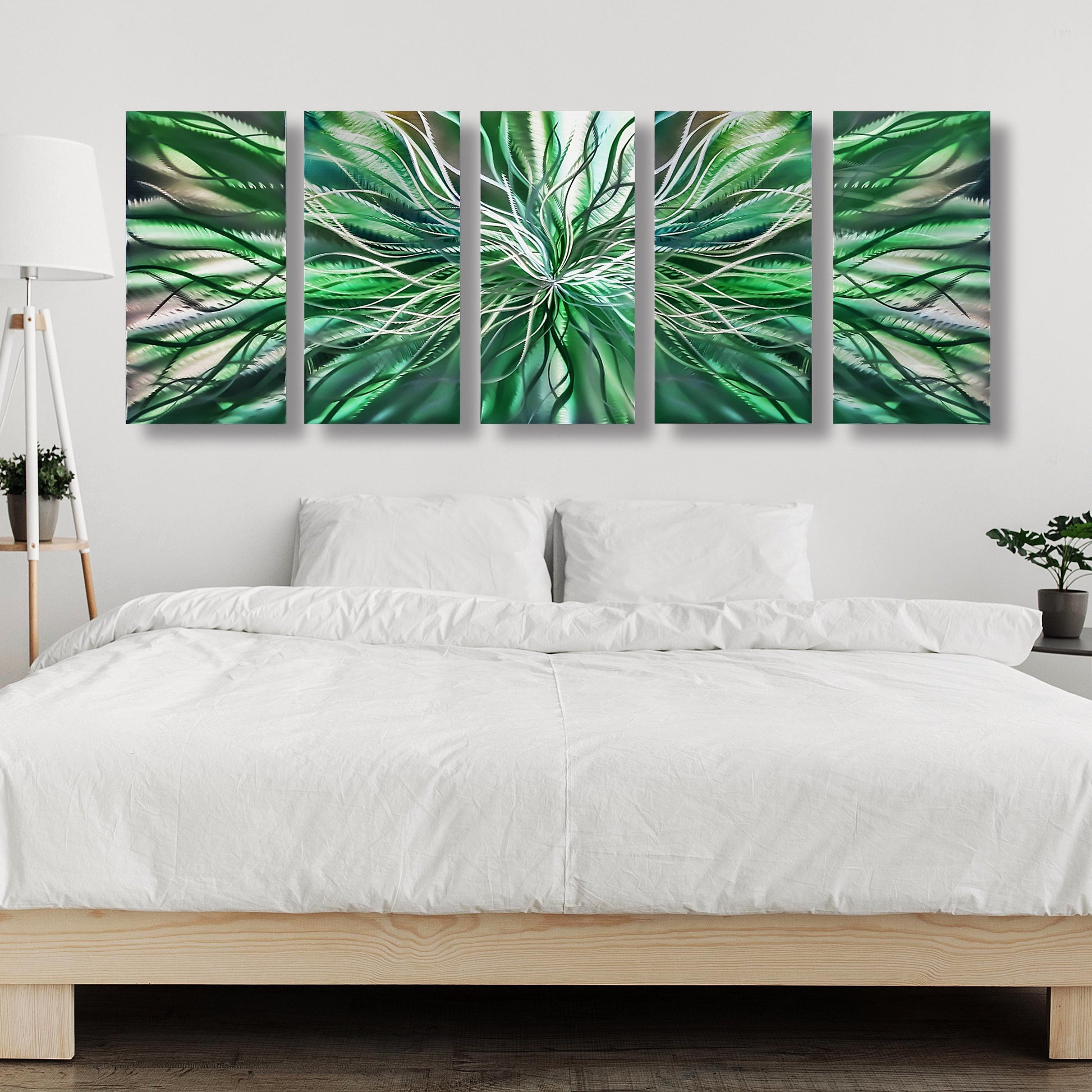 Green Metal Wall Art Set Titled Radiation - Modern Elements Metal Art - ME98489ZX