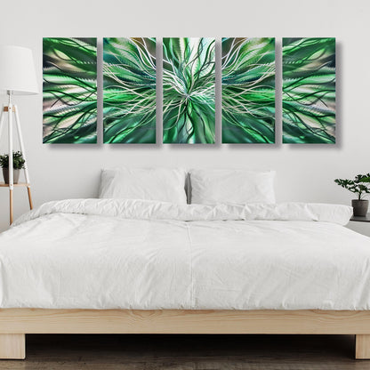 Green Metal Wall Art Set Titled Radiation - Modern Elements Metal Art - ME98489ZX