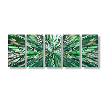 Green Metal Wall Art Set Titled Radiation - Modern Elements Metal Art - ME98489ZX