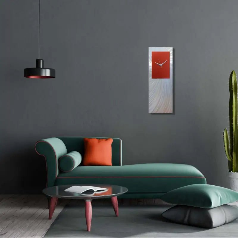 Hyperion Metal Wall Clock - Bold Red Edition for Modern Home Decor - Modern Elements Metal Art - MEC0128R3
