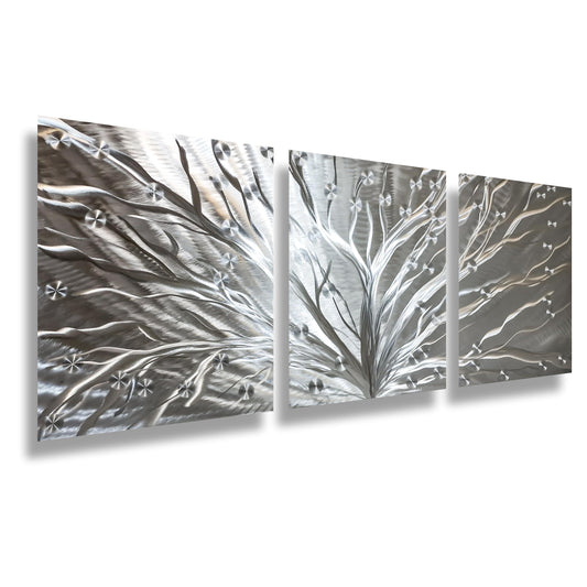 Silver Tree Metal Wall Art Titled Tree of Light