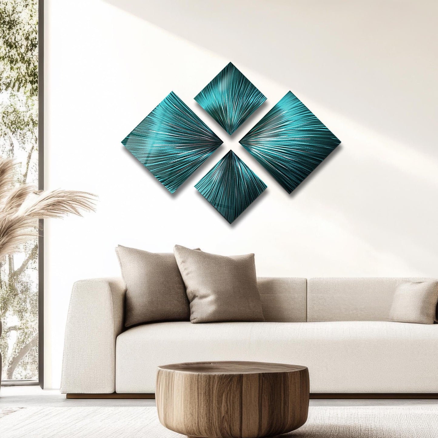 Teal metal wall art titled Teal Serenity