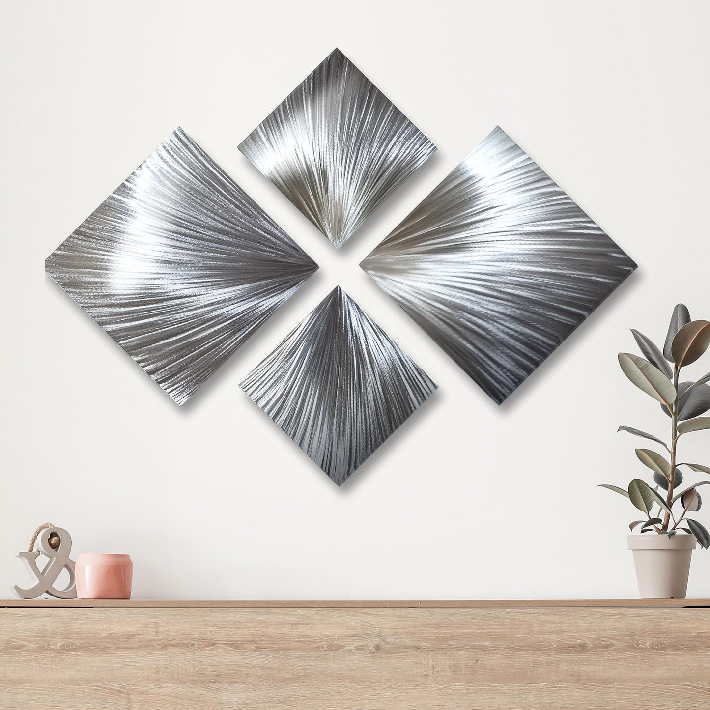 Modern Silver Metal Wall Art Sculpture Titled Xplode