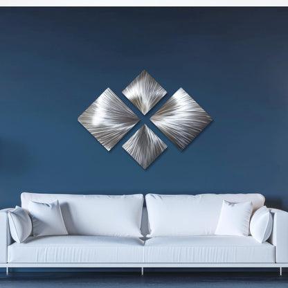 Modern Silver Metal Wall Art Sculpture Titled Xplode