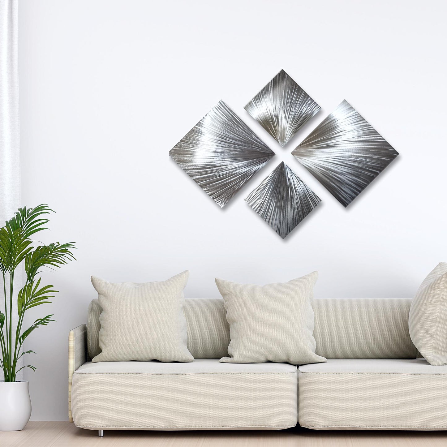 Modern Silver Metal Wall Art Sculpture Titled Xplode