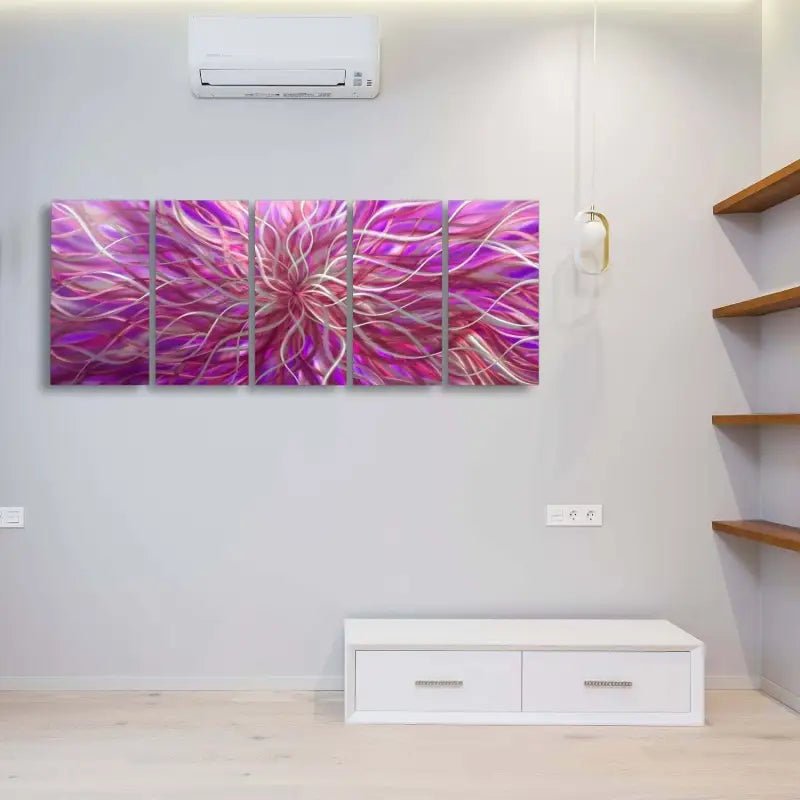 Large Abstract Metal Wall Art Titled Radiation - Modern Elements Metal Art - ME4652217SX
