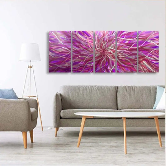 Large Abstract Metal Wall Art Titled Radiation - Modern Elements Metal Art - ME4652217SX