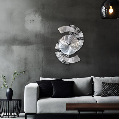 Large Black Metal Wall Clock – Unique Modern Clock & Silver Art Sculpture - Modern Elements Metal Art - ME96288928X