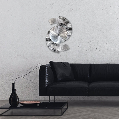 Large Black Metal Wall Clock – Unique Modern Clock & Silver Art Sculpture - Modern Elements Metal Art - ME96288928X