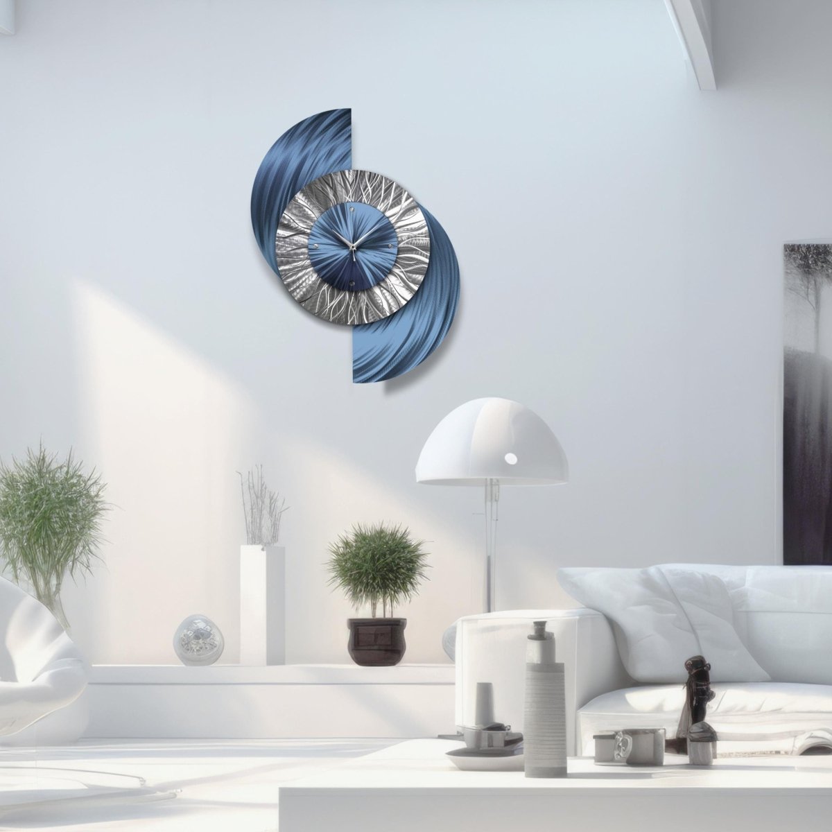 Large Clock, Wall Sculpture, Unique Clock, Metal Art, Modern Clock, Wall Hanging for Living room - Modern Elements Metal Art - IN636383