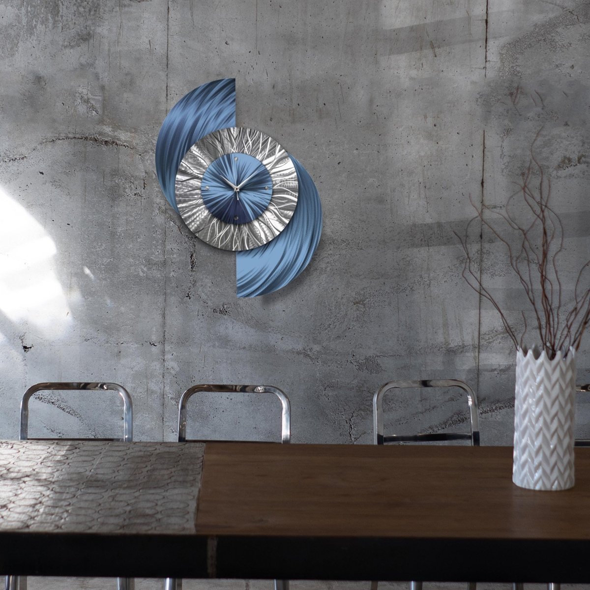 Large Clock, Wall Sculpture, Unique Clock, Metal Art, Modern Clock, Wall Hanging for Living room - Modern Elements Metal Art - IN636383
