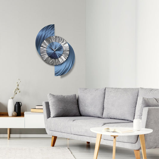 Large Clock, Wall Sculpture, Unique Clock, Metal Art, Modern Clock, Wall Hanging for Living room - Modern Elements Metal Art - IN636383