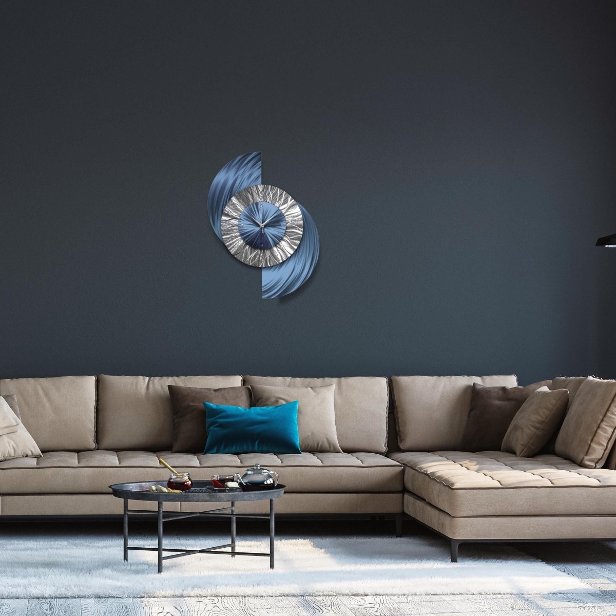 Large Clock, Wall Sculpture, Unique Clock, Metal Art, Modern Clock, Wall Hanging for Living room - Modern Elements Metal Art - IN636383