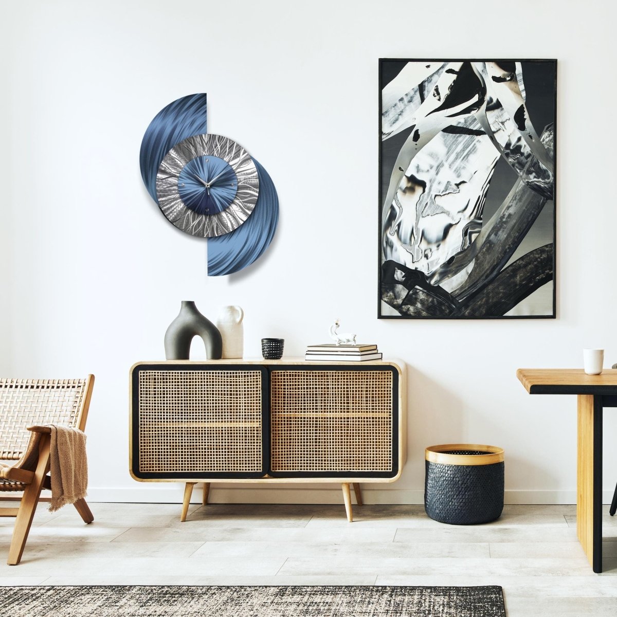 Large Clock, Wall Sculpture, Unique Clock, Metal Art, Modern Clock, Wall Hanging for Living room - Modern Elements Metal Art - IN636383