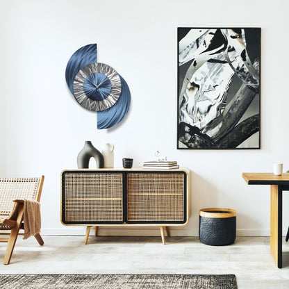 Large Clock, Wall Sculpture, Unique Clock, Metal Art, Modern Clock, Wall Hanging for Living room - Modern Elements Metal Art - IN636383