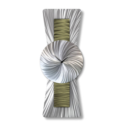 Large Green Silver Wall Clock - Unique Modern Sculpture for Navy Blue Decor - Modern Elements Metal Art - ME99298K