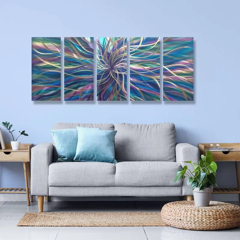 Modern Abstract Metal Wall Art Set - Unique 5-Piece Sculpture for Elegant Home Decor-Modern Elements Metal Art