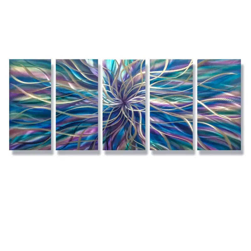Modern Abstract Metal Wall Art Set - Unique 5-Piece Sculpture for Elegant Home Decor-Modern Elements Metal Art