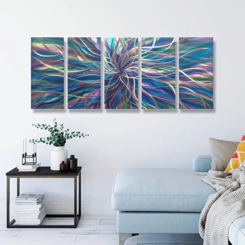 Modern Abstract Metal Wall Art Set - Unique 5-Piece Sculpture for Elegant Home Decor-Modern Elements Metal Art
