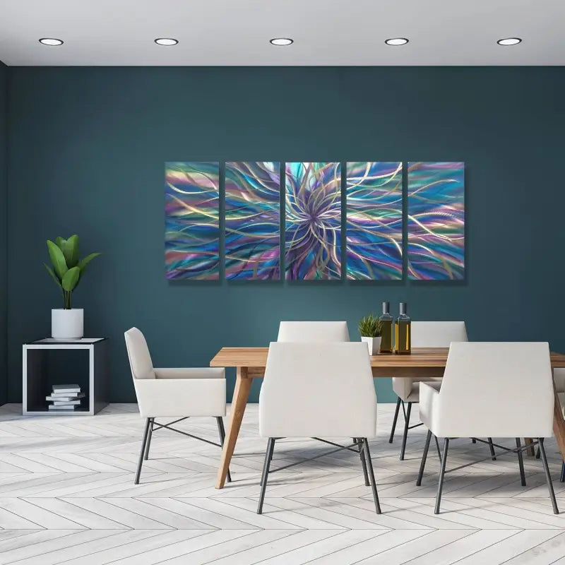 Modern Abstract Metal Wall Art Set - Unique 5-Piece Sculpture for Elegant Home Decor-Modern Elements Metal Art