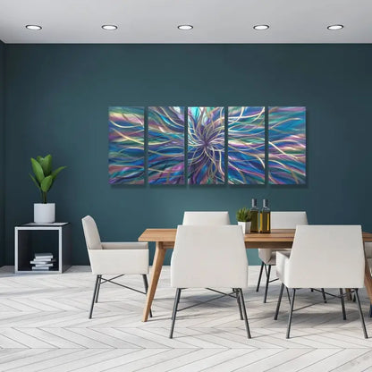 Modern Abstract Metal Wall Art Set - Unique 5-Piece Sculpture for Elegant Home Decor-Modern Elements Metal Art