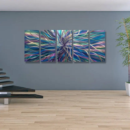 Modern Abstract Metal Wall Art Set - Unique 5-Piece Sculpture for Elegant Home Decor-Modern Elements Metal Art