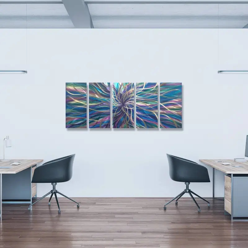Modern Abstract Metal Wall Art Set - Unique 5-Piece Sculpture for Elegant Home Decor-Modern Elements Metal Art