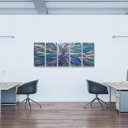 Modern Abstract Metal Wall Art Set - Unique 5-Piece Sculpture for Elegant Home Decor-Modern Elements Metal Art
