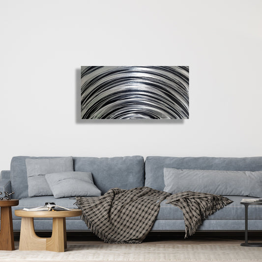 Large Metal Wall Art Sculpture Titled Dark Rainbow - Modern Elements Metal Art - MA3757BK