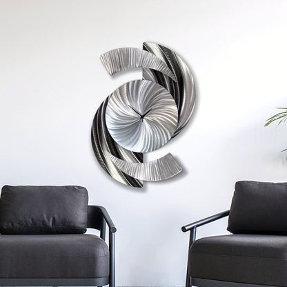 Large Metal Wall Clock – Unique Silver Wall Sculpture for Contemporary Decor - Modern Elements Metal Art - ME9675728X