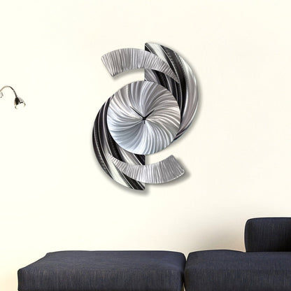 Large Metal Wall Clock – Unique Silver Wall Sculpture for Contemporary Decor - Modern Elements Metal Art - ME9675728X