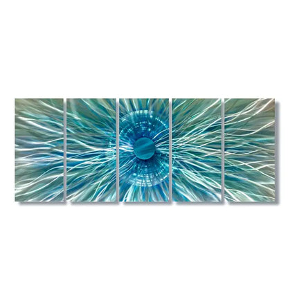 Large Metal Wall Decor Titled ’Neutron Star’ £179.99 1350 x 500mm / Blue, Teal, Silver Christopher Henderson