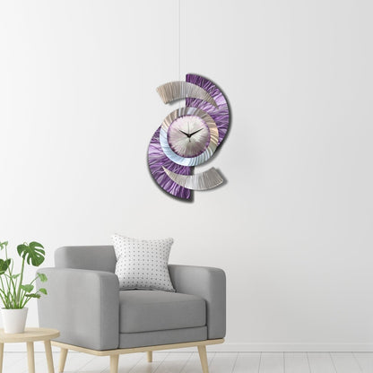 Large Modern Metal Wall Clock | Handmade Contemporary Art | Silent Non - Ticking - Modern Elements Metal Art - ME564637sc