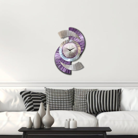 Large Modern Metal Wall Clock | Handmade Contemporary Art | Silent Non - Ticking - Modern Elements Metal Art - ME564637sc