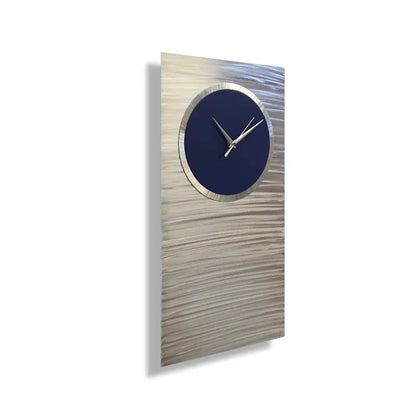 Navy Blue Wall Clock Titled "Lux" - Modern Elements Metal Art