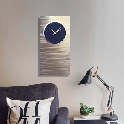 Large Navy Blue Wall Clock Titled "Lux" - Modern Elements Metal Art - ME0845748