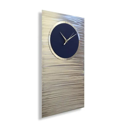 Large Navy Blue Wall Clock Titled "Lux" - Modern Elements Metal Art - ME0845748