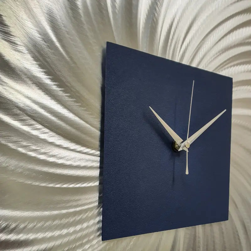 Navy Blue Wall Clock Titled "Nobel" - Modern Elements Metal Art