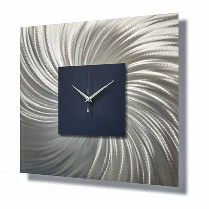 Large Navy Wall Clock Titled "Nobel" - Modern Elements Metal Art - MW800567