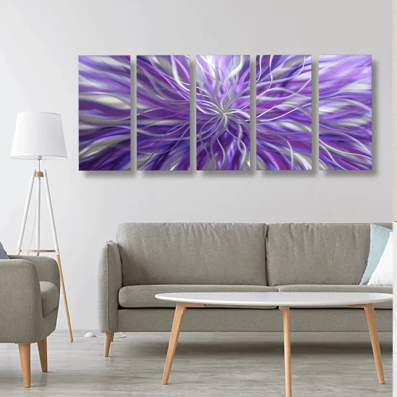 Radiation Purple Blue | 5 Piece Art | Modern Wall Art | Metal Sculpture