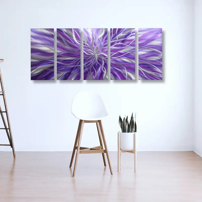 Radiation Purple Blue | 5 Piece Art | Modern Wall Art | Metal Sculpture